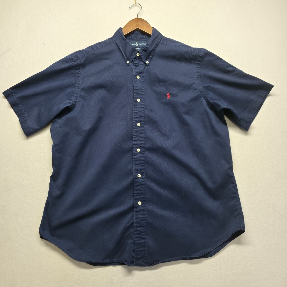 Ralph Lauren Men's Blue Classic Fit Short Sleeve Button Up Shirt Size XL